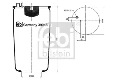 39045 FEBI BILSTEIN Кожух пневматической рессоры 39045 FEBI BILSTEIN Кожух пневматической рессоры