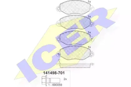 141498-701 ICER Комплект тормозных колодок, дисковый тормоз 141498-701 ICER Комплект тормозных колодок, дисковый тормоз