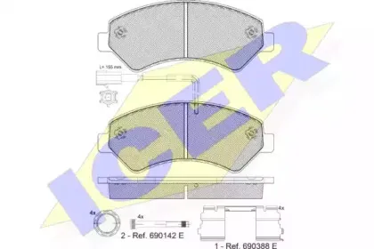 141836-201 ICER Комплект тормозных колодок, дисковый тормоз 141836-201 ICER Комплект тормозных колодок, дисковый тормоз