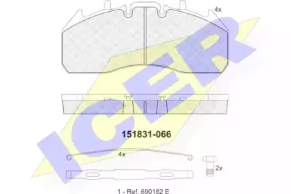 151831-066 ICER Комплект тормозных колодок, дисковый тормоз 151831-066 ICER Комплект тормозных колодок, дисковый тормоз
