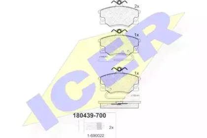 180439-700 ICER Комплект тормозных колодок, дисковый тормоз 180439-700 ICER Комплект тормозных колодок, дисковый тормоз