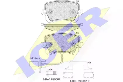 181857-203 ICER Комплект тормозных колодок, дисковый тормоз 181857-203 ICER Комплект тормозных колодок, дисковый тормоз