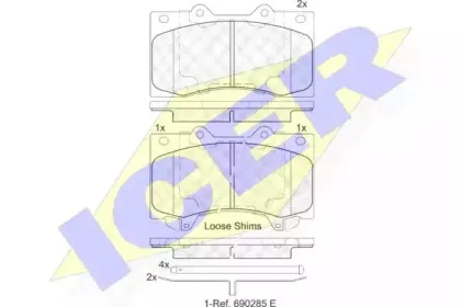 182051 ICER Комплект тормозных колодок, дисковый тормоз 182051 ICER Комплект тормозных колодок, дисковый тормоз