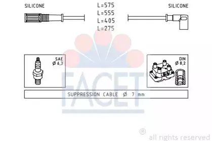 4.8616 FACET Комплект проводов зажигания 4.8616 FACET Комплект проводов зажигания