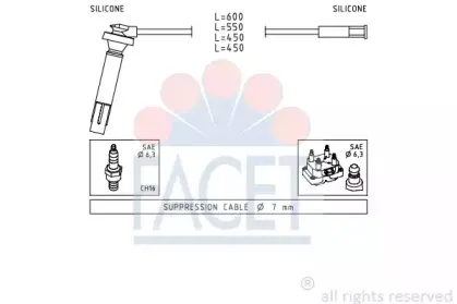 49814 FACET Комплект проводов зажигания 49814 FACET Комплект проводов зажигания