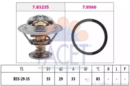 7.8323 FACET Термостат, охлаждающая жидкость 7.8323 FACET Термостат, охлаждающая жидкость