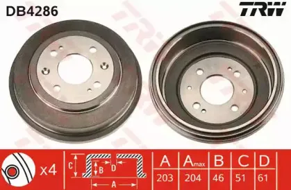 DB4286 TRW Тормозной барабан DB4286 TRW Тормозной барабан