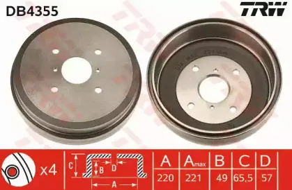 DB4355 TRW Тормозной барабан DB4355 TRW Тормозной барабан