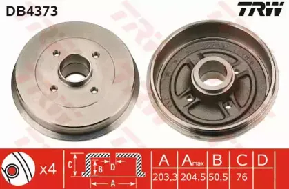 DB4373 TRW Тормозной барабан DB4373 TRW Тормозной барабан