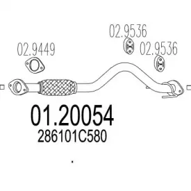 01.20054 MTS Труба выхлопного газа 01.20054 MTS Труба выхлопного газа