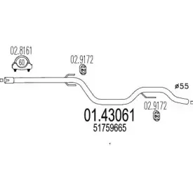01.43061 MTS Труба выхлопного газа 01.43061 MTS Труба выхлопного газа