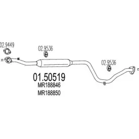 01.50519 MTS Средний глушитель выхлопных газов 01.50519 MTS Средний глушитель выхлопных газов
