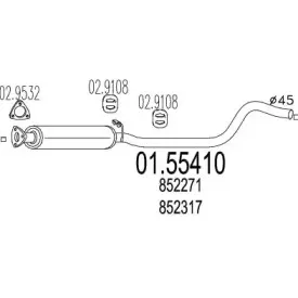 01.55410 MTS Средний глушитель выхлопных газов 01.55410 MTS Средний глушитель выхлопных газов