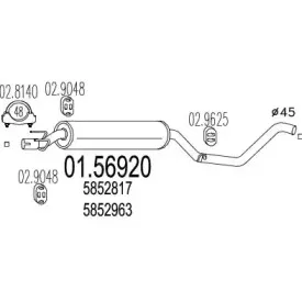 01.56920 MTS Средний глушитель выхлопных газов 01.56920 MTS Средний глушитель выхлопных газов