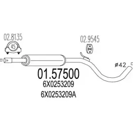 01.57500 MTS Средний глушитель выхлопных газов 01.57500 MTS Средний глушитель выхлопных газов
