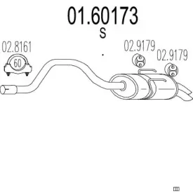 01.60173 MTS Глушитель выхлопных газов конечный 01.60173 MTS Глушитель выхлопных газов конечный