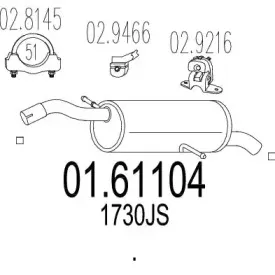 01.61104 MTS Глушитель выхлопных газов конечный 01.61104 MTS Глушитель выхлопных газов конечный