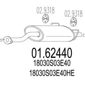 01.62440 MTS Глушитель выхлопных газов конечный 01.62440 MTS Глушитель выхлопных газов конечный