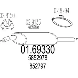 01.69330 MTS Глушитель выхлопных газов конечный 01.69330 MTS Глушитель выхлопных газов конечный