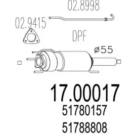 17.00017 MTS Сажевый / частичный фильтр, система выхлопа ОГ 17.00017 MTS Сажевый / частичный фильтр, система выхлопа ОГ