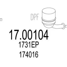 17.00104 MTS Сажевый / частичный фильтр, система выхлопа ОГ 17.00104 MTS Сажевый / частичный фильтр, система выхлопа ОГ