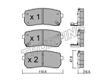 802.0 TRUSTING Комплект тормозных колодок, дисковый тормоз 802.0 TRUSTING Комплект тормозных колодок, дисковый тормоз