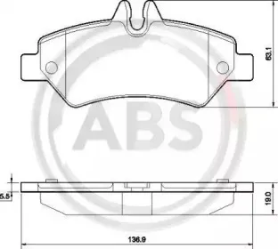 37555 A.B.S. Комплект тормозных колодок, дисковый тормоз 37555 A.B.S. Комплект тормозных колодок, дисковый тормоз