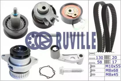 55456702 RUVILLE Водяной насос + комплект зубчатого ремня 55456702 RUVILLE Водяной насос + комплект зубчатого ремня