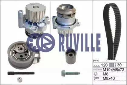 55494701 RUVILLE Водяной насос + комплект зубчатого ремня 55494701 RUVILLE Водяной насос + комплект зубчатого ремня