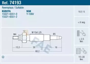 74193 FAE Свеча накаливания 74193 FAE Свеча накаливания