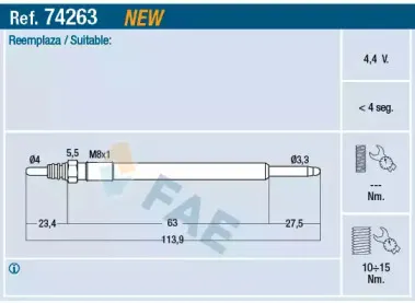74263 FAE Свеча накаливания 74263 FAE Свеча накаливания