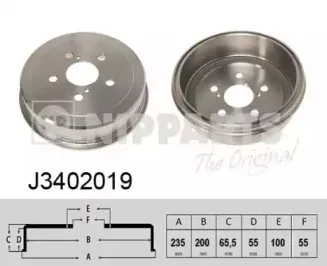 J3402019 NIPPARTS Тормозной барабан J3402019 NIPPARTS Тормозной барабан