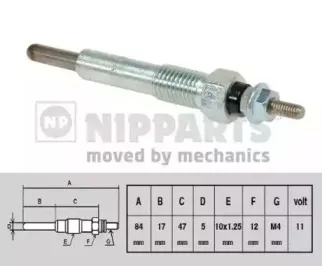 J5719009 NIPPARTS Свеча накаливания J5719009 NIPPARTS Свеча накаливания