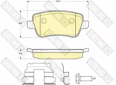 6116371 GIRLING Комплект тормозных колодок, дисковый тормоз 6116371 GIRLING Комплект тормозных колодок, дисковый тормоз