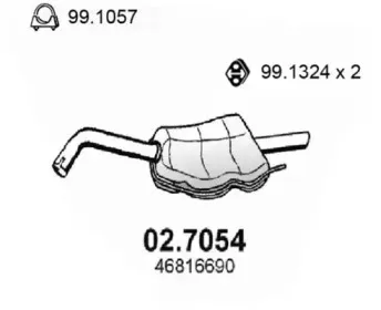 02.7054 ASSO Глушитель выхлопных газов конечный 02.7054 ASSO Глушитель выхлопных газов конечный