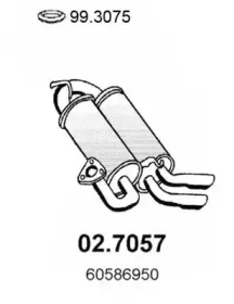 02.7057 ASSO Глушитель выхлопных газов конечный 02.7057 ASSO Глушитель выхлопных газов конечный