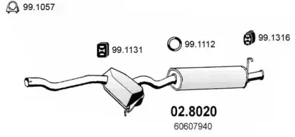 02.8020 ASSO Средний / конечный глушитель ОГ 02.8020 ASSO Средний / конечный глушитель ОГ