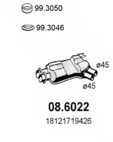 08.6022 ASSO Средний глушитель выхлопных газов 08.6022 ASSO Средний глушитель выхлопных газов