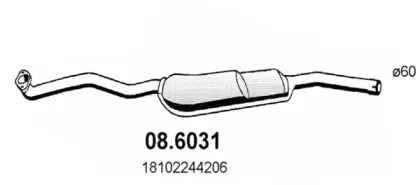 08.6031 ASSO Средний глушитель выхлопных газов 08.6031 ASSO Средний глушитель выхлопных газов