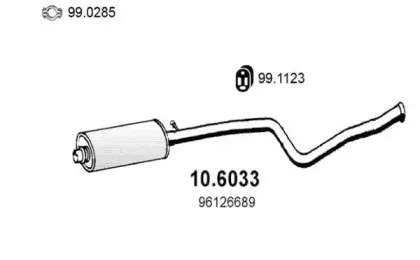 10.6033 ASSO Средний глушитель выхлопных газов 10.6033 ASSO Средний глушитель выхлопных газов