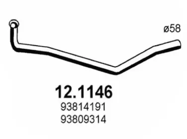 12.1146 ASSO Труба выхлопного газа 12.1146 ASSO Труба выхлопного газа