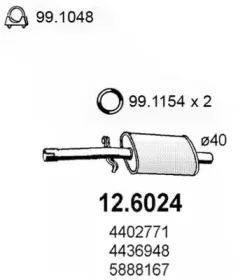 12.6024 ASSO Средний глушитель выхлопных газов 12.6024 ASSO Средний глушитель выхлопных газов