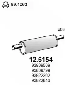 12.6154 ASSO Средний глушитель выхлопных газов 12.6154 ASSO Средний глушитель выхлопных газов