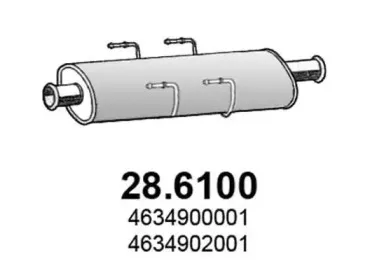 28.6100 ASSO Средний глушитель выхлопных газов 28.6100 ASSO Средний глушитель выхлопных газов