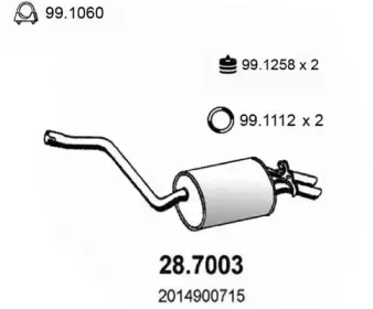28.7003 ASSO Глушитель выхлопных газов конечный 28.7003 ASSO Глушитель выхлопных газов конечный