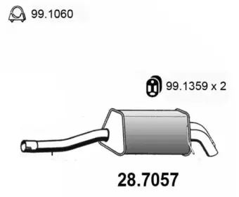 28.7057 ASSO Глушитель выхлопных газов конечный 28.7057 ASSO Глушитель выхлопных газов конечный