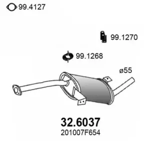 32.6037 ASSO Средний глушитель выхлопных газов 32.6037 ASSO Средний глушитель выхлопных газов
