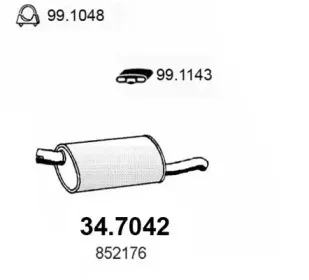 34.7042 ASSO Глушитель выхлопных газов конечный 34.7042 ASSO Глушитель выхлопных газов конечный