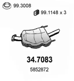 34.7083 ASSO Глушитель выхлопных газов конечный 34.7083 ASSO Глушитель выхлопных газов конечный