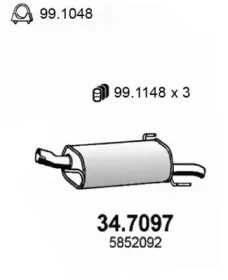 34.7097 ASSO Глушитель выхлопных газов конечный 34.7097 ASSO Глушитель выхлопных газов конечный